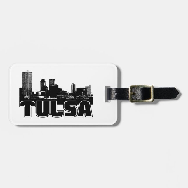 Etiqueta Para Maletas Horizonte de Tulsa (Frente Horizontal)