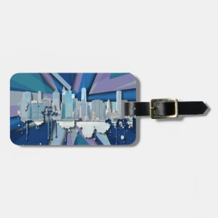 Etiqueta Para Maletas Horizonte el   3D azul de New York City