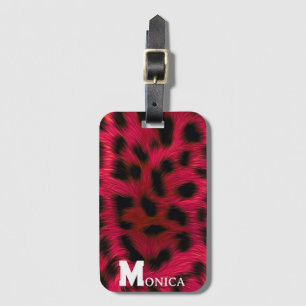 Etiqueta Para Maletas Hot Pink Leopard Print Faux 
