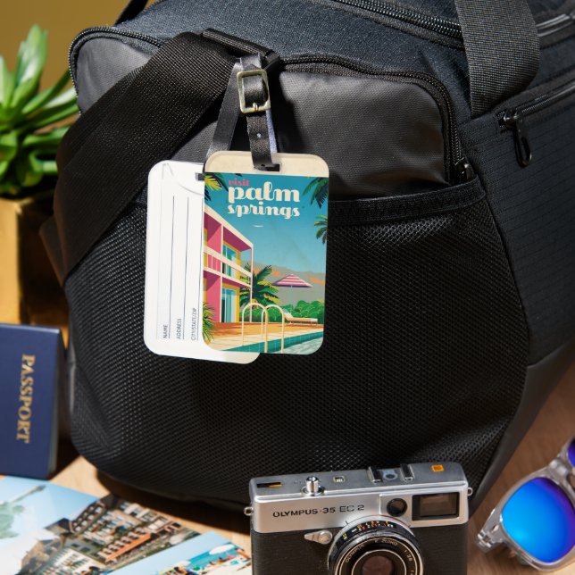 Etiqueta Para Maletas Hotel Retro Palm Springs (Anverso & Reverso)