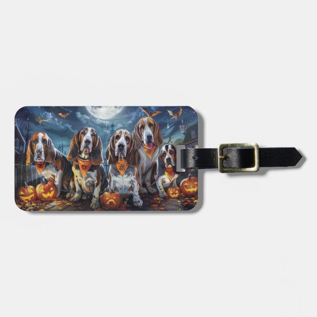 Etiqueta Para Maletas Hound Halloween Basset Spooky (Frente Horizontal)