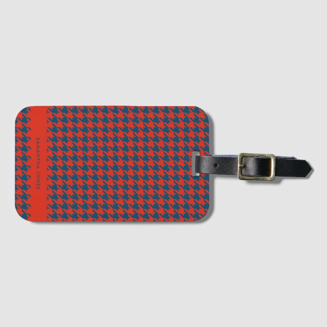 Etiqueta Para Maletas Hounds Tooth Personalizado (Anverso horizontal)