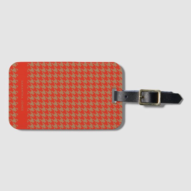 Etiqueta Para Maletas Hounds Tooth Personalizado (Anverso horizontal)