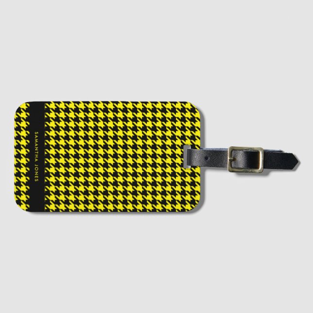 Etiqueta Para Maletas Hounds Tooth Personalizado (Anverso horizontal)