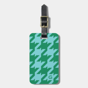 Etiqueta Para Maletas Houndstooth azulverde moderno intrépido con el