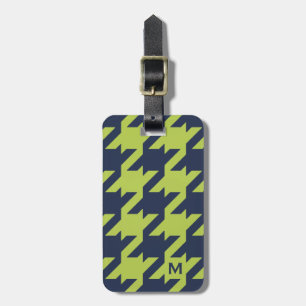 Etiqueta Para Maletas Houndstooth moderno intrépido del verde de la