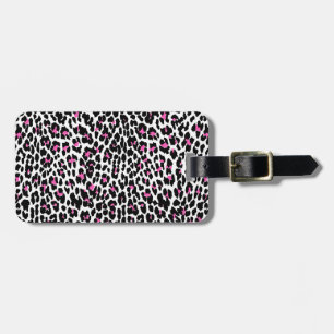 Etiqueta Para Maletas huella de leopardo rosa