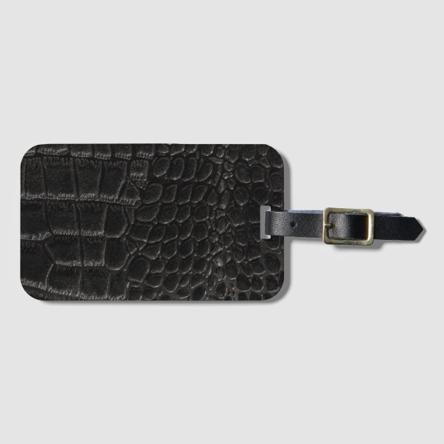 Etiqueta Para Maletas Huella de piel de cocodrilo negro   (Anverso horizontal)