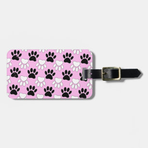 Etiqueta Para Maletas Huellas de patas en blanco y negro angustiadas sob