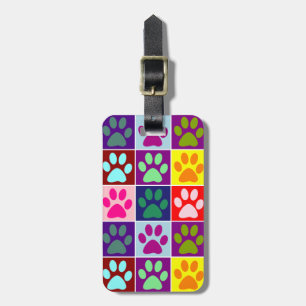 Etiqueta Para Maletas Huellas de patas multicolores