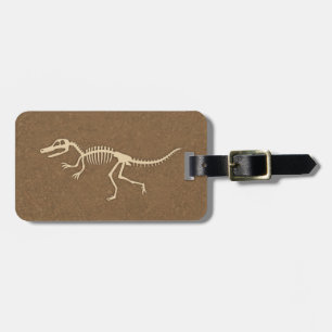 Etiqueta Para Maletas Huesos y Esqueleto de Dinosaurio Velociraptor Geni