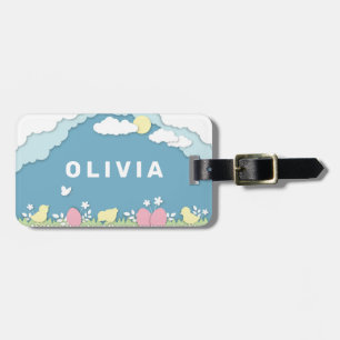 Etiqueta Para Maletas Huevos de Pascua y pollitos en la naturaleza de pr