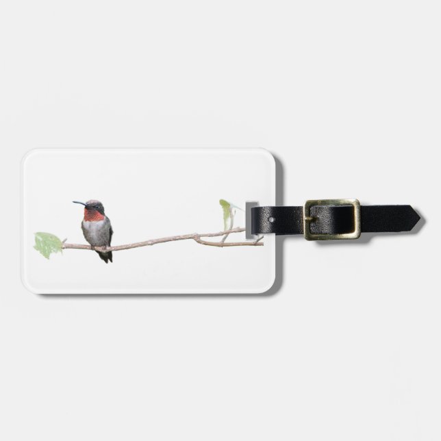 Etiqueta Para Maletas Hummingbird con trompetas de rubí, personalizado (Frente Horizontal)