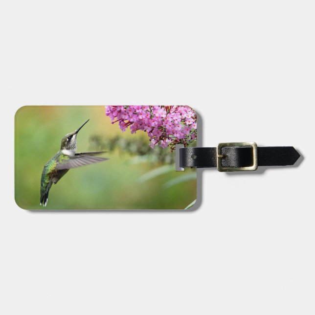 Etiqueta Para Maletas Hummingbird Floral Photo (Frente Horizontal)