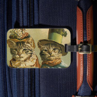 Humor Antiguo, Novios Victorianos Gatos con Sombre