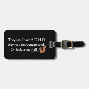 Etiqueta Para Maletas Humor de la ardilla de ADHD