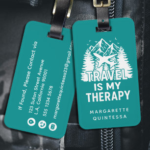 Etiqueta Para Maletas Humor de Viaje Moderno Divertido Tipografía Verde