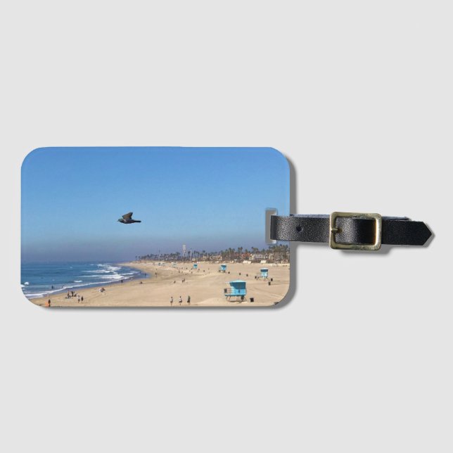 Etiqueta Para Maletas Huntington Beach, California (Anverso horizontal)