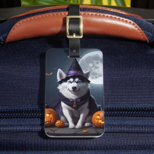 Etiqueta Para Maletas Husky Dog Halloween Adventure Moonlit Magic Spooky