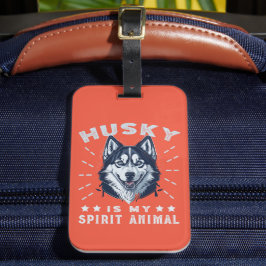 Etiqueta Para Maletas Husky Es Mi Espíritu Animal Majestic Husky Dog