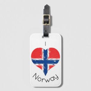 Etiqueta Para Maletas I Corazón Bandera del Patrimonio Noruego de Norueg