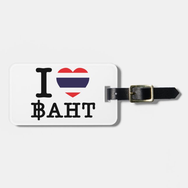 Etiqueta Para Maletas I Heart (Love) Baht (Frente Horizontal)