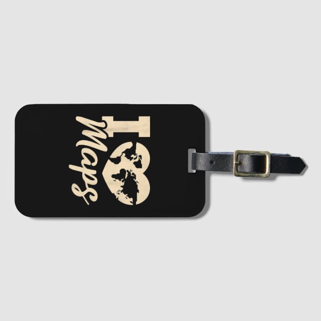 Etiqueta Para Maletas I Love Maps, Geography (Anverso horizontal)