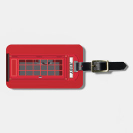 Etiqueta Para Maletas Iconic Red London Phone Booth with name reversible