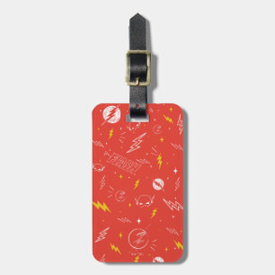 Etiqueta Para Maletas Icono de relámpago de Flash y patrón de garabatos