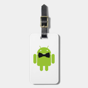 Etiqueta Para Maletas Icono de robot con Android de Bow Tie