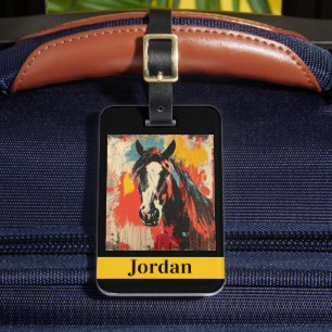 Etiqueta Para Maletas ID de caballo personalizado de Pop Art