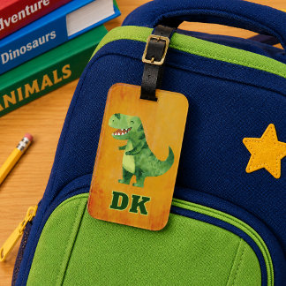 Etiqueta Para Maletas ID de dinosaurio personalizado para la escuela