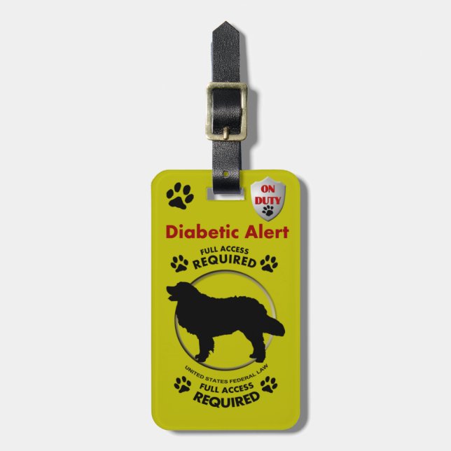 Etiqueta Para Maletas Id. de perro de alerta diabética (Frente Vertical)