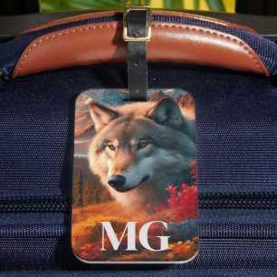 Etiqueta Para Maletas Identificación de lobo al atardecer