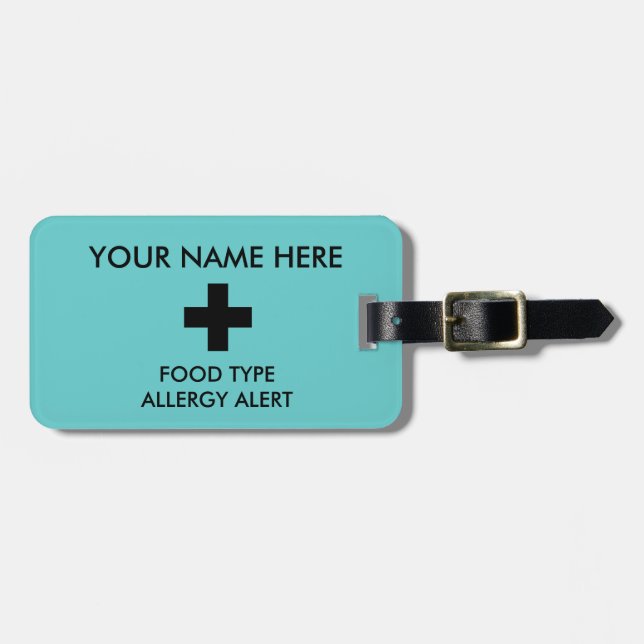 Etiqueta Para Maletas Identificación y I.C.E. Tag de la alergia (Frente Horizontal)