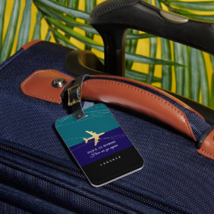 Etiqueta Para Maletas Identificador de Bolsas de Viaje Aéreo Azul Elegan