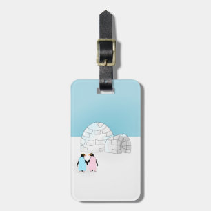 Etiqueta Para Maletas Igloo con pingüinos de colores