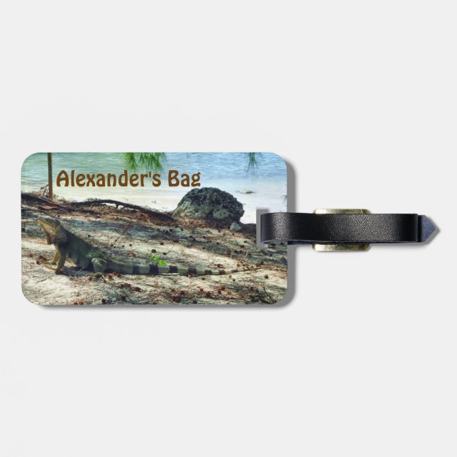 Etiqueta Para Maletas Iguana de Bahama personalizada (Atrás Horizontal)