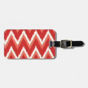Etiqueta Para Maletas Ikat Chevron Stripes - Naranja oxidado y blanco