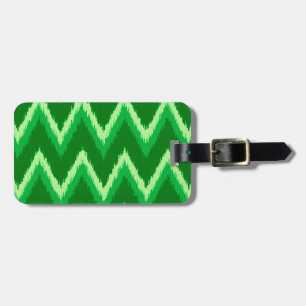 Etiqueta Para Maletas Ikat Chevron Stripes - Pino y Verde Lime
