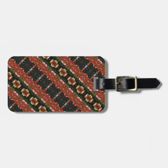 Etiqueta Para Maletas Ikat verde y ámbar 6 (Frente Horizontal)