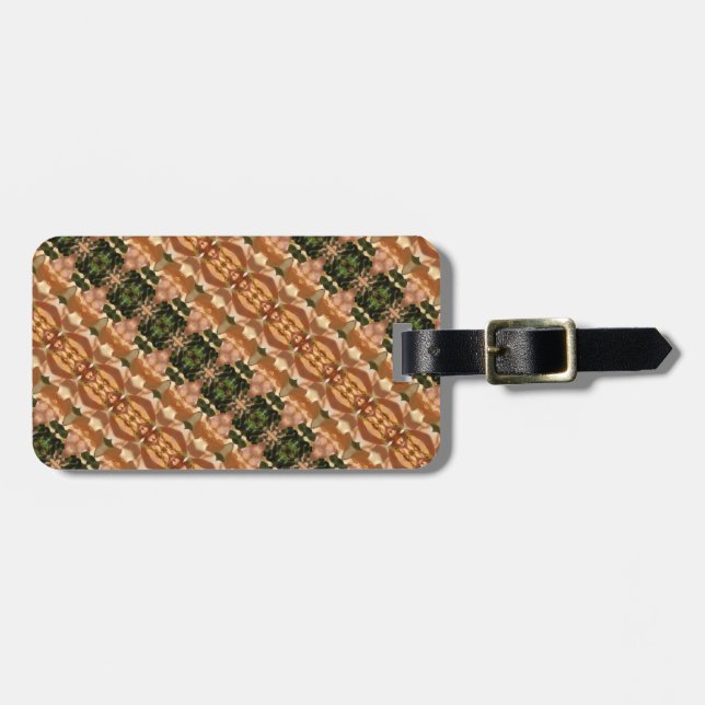 Etiqueta Para Maletas Ikat verde y ámbar 8 (Frente Horizontal)