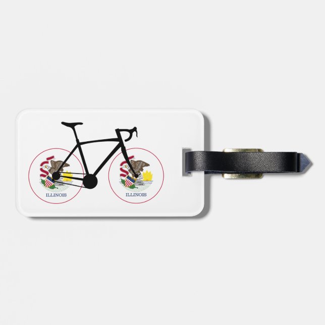Etiqueta Para Maletas Illinois Flag Cycling (Atrás Horizontal)