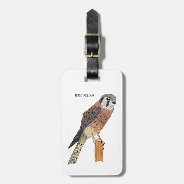 Etiqueta Para Maletas Ilustracion americano de aves de Kestrel (Frente Vertical)