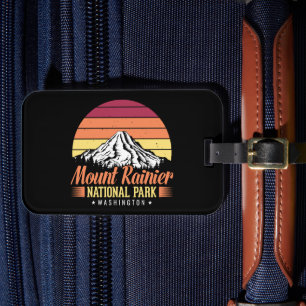 Etiqueta Para Maletas Ilustración Colorida Retro del Monte Rainier
