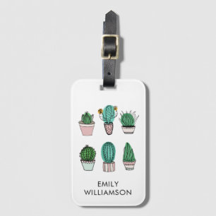 Etiqueta Para Maletas Ilustración de cactus suculentos con nombre person