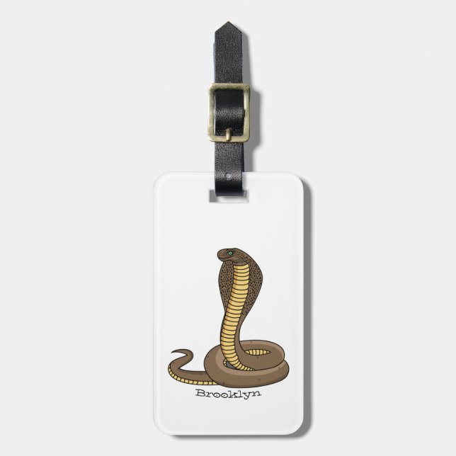 Etiqueta Para Maletas Ilustracion de cobra marrón (Frente Vertical)