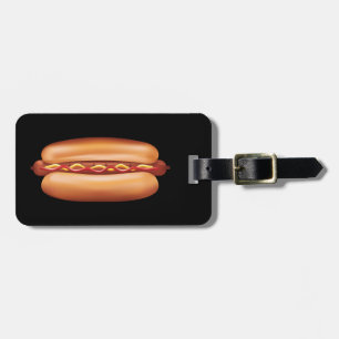 Etiqueta Para Maletas Ilustración de comida rápida de Hot Dog con texto 