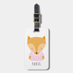 Etiqueta Para Maletas Ilustracion de Fox Cute - Personalizable