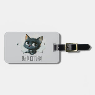 Etiqueta Para Maletas Ilustración de gatito con filo - Texto "Gatito mal